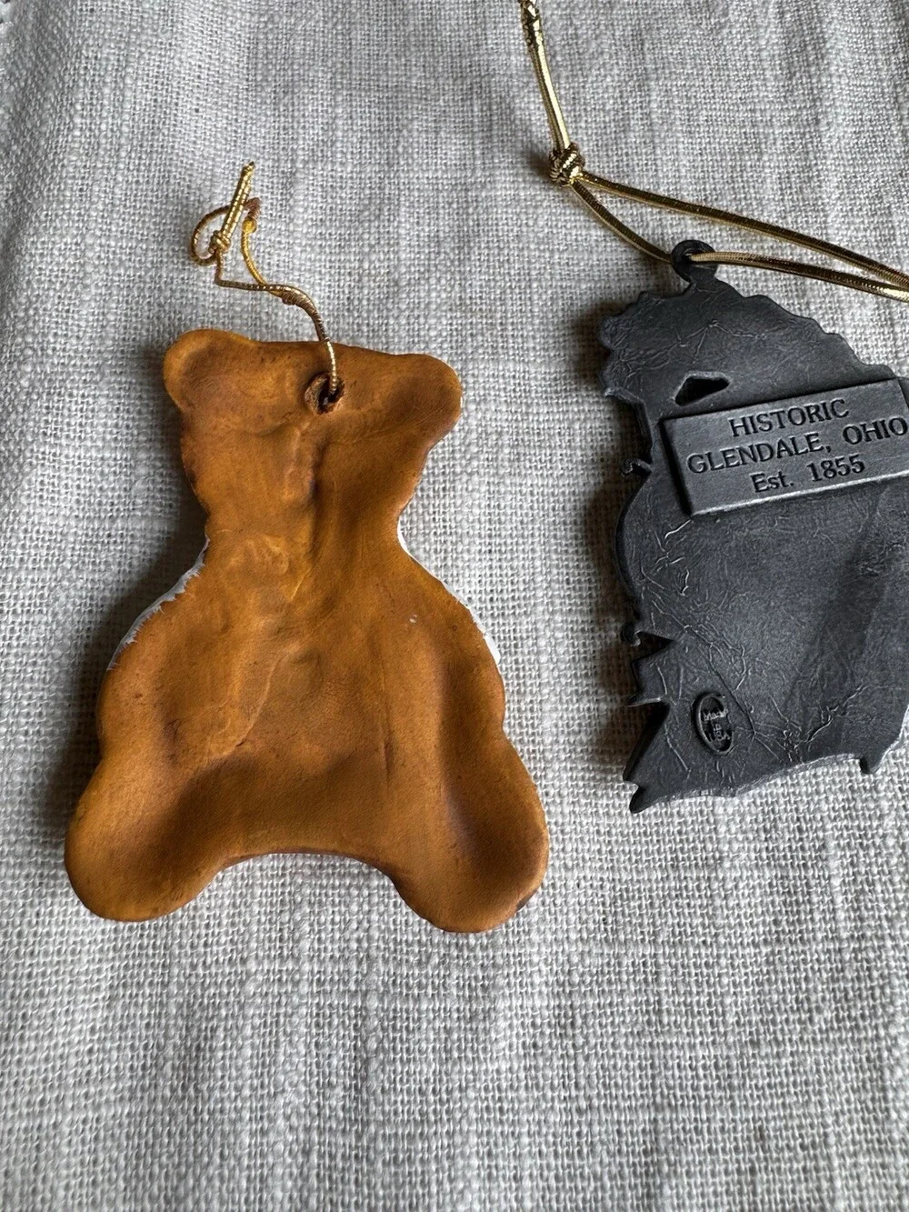 Vintage Ohio Christmas Ornament Bundle 2 Pcs Miami University & Glendale